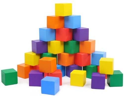 wotoyd 30PCS Building Blocks, 3cm Stacking Blocks, Wooden Blocks 1 Year Old