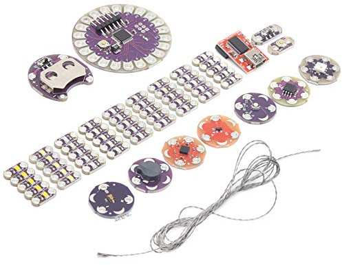 Phefop Kit de Fil Conducteur à Coudre, Kit de Démarrage électronique pour Matériaux PCB avec 9 Modules LED, Fournitures Industrielles pour Les Projets de Bricolage et Les Amateurs de