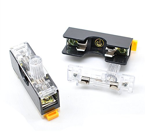 Oiyagai 5 Pezzi Portafusibile da Pannello FS101 con Fusibili in Vetro 10A 250V 6x30mm, Supporto per Protezione Circuito AC, Montaggio a Incasso