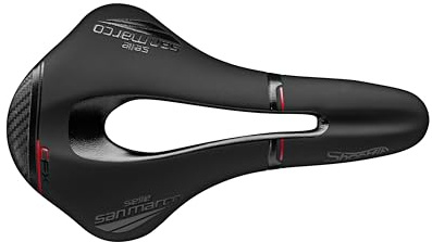 Selle San Marco SHORTFIT Carbon FX - Sella per Bici da Corsa e Gravel, Telaio in Carbonio, Foro Anatomico per Massima Comodità - Taglia L3, Nero/Rosso