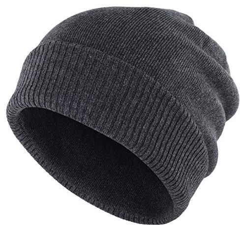 Gisdanchz Cappello Invernale Uomo Cappelli Donna Invernali Berretto Cashmere Uomo Giallo Lungo Cashmere Beanie Mens Knit Hat Mens Slouchy Beanies Wool cap Black Beanie Hat for Men Grigio Profondo