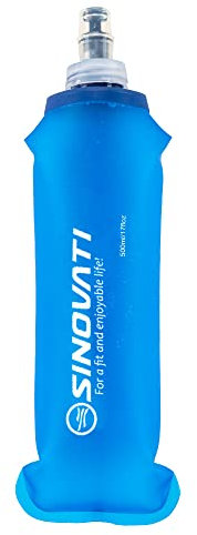 SINOVATI TPU Faltbare Trinkflaschen, Soft Flask, Wasserflasche BPA-Frei Sportflasche für Trinkrucksack, Fahrrad, Wandern, Joggen, Trekking, Camping und Klettern (Blau, 500ml)