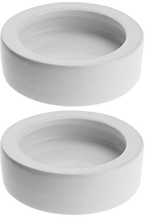 EMSea Set di 2 ciotole per rettili, con bordo curvo, in ceramica, a prova di lucertola fuga 6,8 cm, senza sapore bianco liscio per ragno, geco granchi
