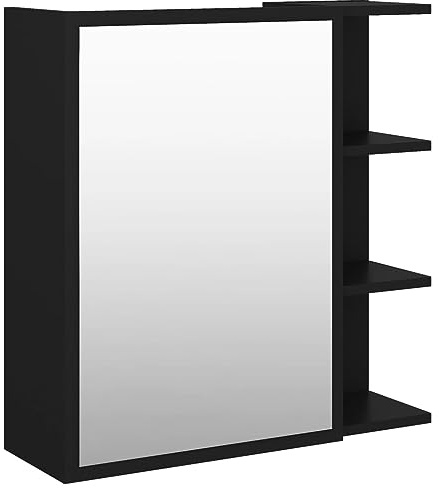 vidaXL Spegelskåp för badrum svart 62,5x20,5x64 cm konstruerat trä