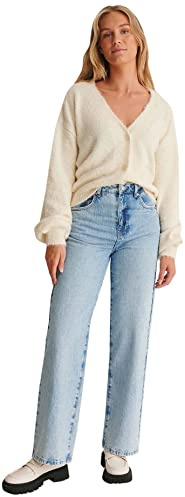 NA-KD Maglione Cardigan Lavorato a Maglia Oversize da Donna, Ecru, L