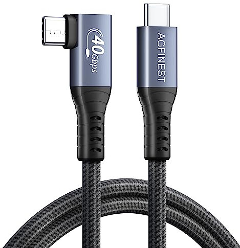 Kabel für Thunderbolt 4, Thunderbolt 4 Kabel 90 Grad ,Übertragungsrate 40Gbps/8K@60Hz Video/100W Ladung USB C auf C Video,Kompatibel mit Thunderbolt 3/USB4,MacBooks, eGUP (1.5M, Rechtwinkliger Winkel)