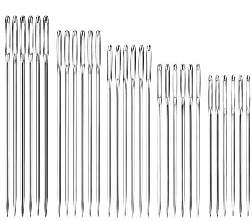 Z-TIISON 30pcs Big Eye Hand Sewing Needles in 5pcs Different Sizes 6 for Each Size Large Eye Stitching Needles in a Clear Tube Upholstery Needles Set 1.65” 1.8” 2” 2.2” 2.36”
