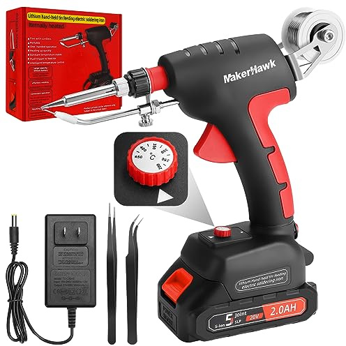Cordless Soldering Iron Welding Kit - 60W 200-450℃ Adjustable Temperature One-handed Welding Iron With 20V Battery Automatic Soldering Gun Solder Tools for Electronic Repair Soldering Circuit Board