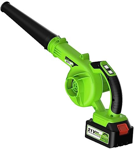 Aspirador de hojas 2 en 1, aspirador de jardín con batería de 5,2 Ah, soplador de hojas eléctrico para el cuidado del césped, soplador de hojas alimentado por batería, para patio, limpieza de jardines