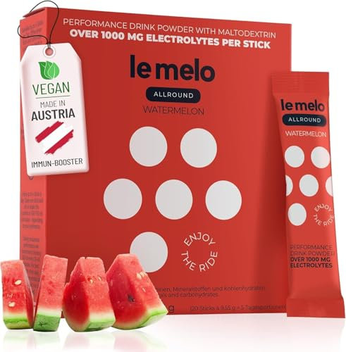 le melo – funktionale Hydration ALLROUND I WATERMELON | Elektrolyte + Vitamine | optimierte Wasseraufnahme | Sport | Kalorienarm | Immunsystem | 20 Stück