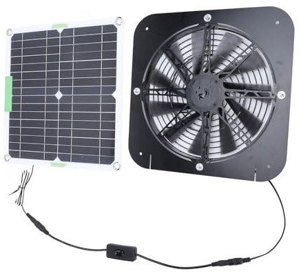Soldriven Frånluftsfläkt, 100W 13,5 Tum Solfläkt Solfläkt för Hönshus, Växthus, Skjul, Husdjurshus, Lätt Att Installera, Solfläktsats för Avgasintag