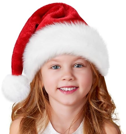 Kids Christmas Santa Hat for Toddler Boys Girls, Children Classic Xmas Hat