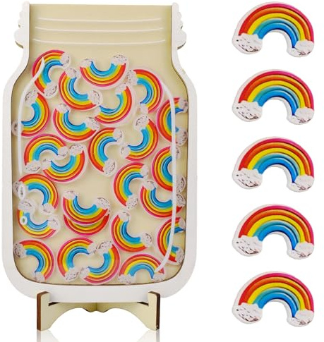 Reward Jar,Reward Jar With Stars,Reward Charts for Children Behaviour,Reward Jar With Stars Incentive Jar Good Behavior Jar Potty Train Tool Reward Board for Kids Home School Classroom (Rainbow)
