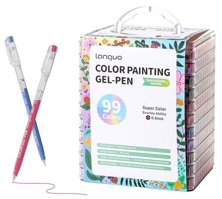 languo Gelstifte für Erwachsene, 99 Farben, Farbstifte, Marker, Zeichnen, Kritzeln, Journaling, Kunstbedarf und Bastelarbeiten