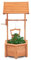 BONAFIDE Wooden Wishing Well Planter with Hanging Bucket, Flowers Shrubs Plants, Heavy Duty Garden Ornamental Flower Pot, Wooden Ornamental Garden Plant/Flower