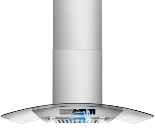 30 inch Range Hood Wall Mount, 1200 CFM with 4-Speed Gesture Sensing & Touch Control, Stainless Steel Ducted Kitchen Stove Vent Hoods with 2 LED Lights, Time Setting, Dishwasher-Safe Baffle Filters