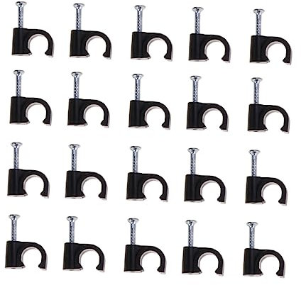 Happyyami 100 Pièces Carte De Fil Clips De Câble Pour Mur Agrafe Pinces à Fil Téléphonique Noires Corde Isolé Gestion Des Câbles Serrer Réutilisable Clips Métalliques Pour Les Cordons Monter