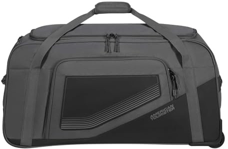 American Tourister City Racer - Sac de Voyage à roulettes 77 cm, 129 L - Grand Espace de Rangement & Compartiment Chaussures Séparé - Déperlant, Poignées Multiples, Robuste - Noir