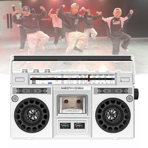 Bärbar boombox med AM/FM-radio, retro CD-spelare, SD/USB-ingång, kassettinspelare – perfekt för familjesammankomster och resor