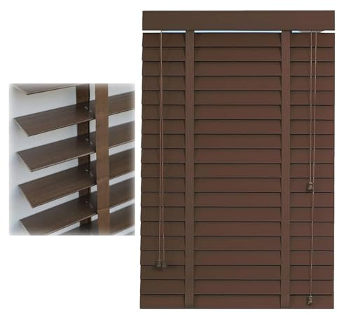 PPersianas de Madera 40cm 60cm 80cm 100cm 120cm 140cm 160cm para Ventana, Persianas Enrollables Exterior Interior, sin Cuerdas, Oscuridad Total, Privacidad para Hogar Cocina Habitación(Coffee)