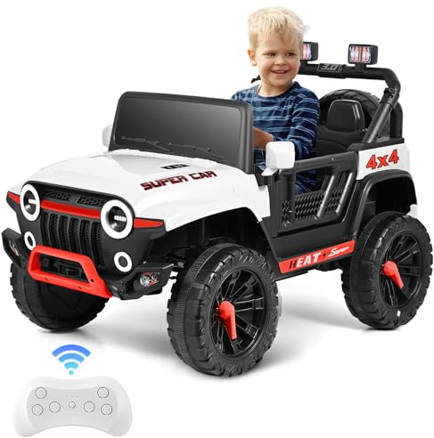 Elektrofahrzeuge,Elektroauto für Kinder, 24V Kinder Elektroauto mit Fernbedienung, 2 x 150W-Motoren,Maximale Tragfähigkeit: 50 kg (Weiß)