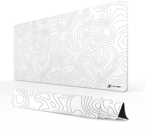 ATTACK SHARK CM02PRO E-sport gaming-musmatta, slitstark, stor musmatta med vattenavvisande beläggning, halkfri undersida och sydda kanter, 900 x 400 x 4 mm, vit