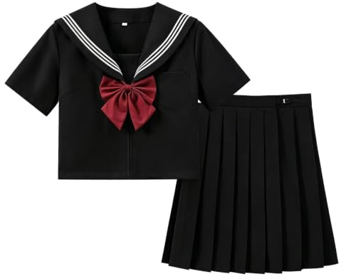 Qylzkvnth Japansk skolflicka outfit | Kortärmad veckad kjol - japansk klänning sjöman kostym - för ungdomar barn studenter födelsedag scenframträdande