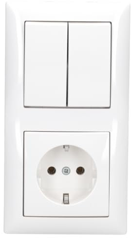 Busch- Jaeger Busch Balance® SI Komplett-Sets - Alpinweiß (1x Steckdose, 1x Serienschalter, 1x 2f Rahmen, 1x Wippe-Serie)