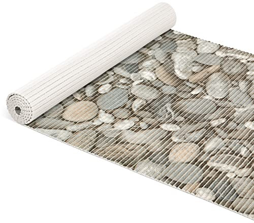 ANRO Weichschaummatte Badvorleger Bodenbelag Badläufer Antirutsch 130x100cm Steine Grau