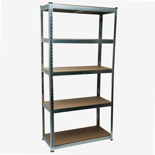 WERKA PRO Étagère modulable spéciale charge lourde avec 5 plateaux en acier galvanisé et bois MDF, capacité de 875 kg, idéale pour garage ou atelier, dimensions 180x90x40 cm, couleur gris.