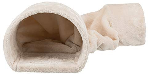 TRIXIE 63102 Kuscheltunnel mit 2 Ausgängen, Zwergkaninchen, 27 × 21 × 80 cm, beige