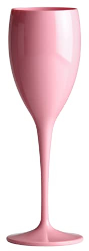 AIOS Set of 6 Unbreakable Polycarbonate Pink Champagne/Prosecco Flutes.