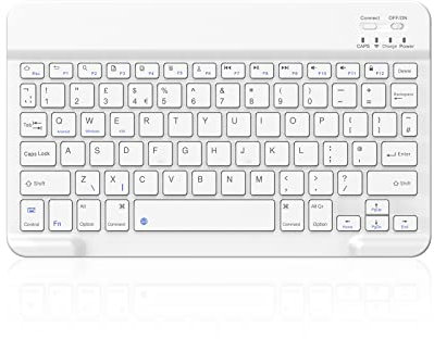 PINKCAT Bluetooth Keyboard, Ultra-Slim Wireless Keyboard UK Layout Quiet Portable Design with Built-in Rechargeable Battery for iOS, Mac, iPad, Windows and Android 3.0 and above OS (White)