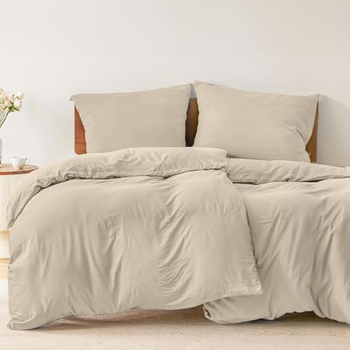 Dreamzie - Bettwäsche 135x200 4teilig Set Beige – Bettbezug mit 2 Kissenbezug 80x80 – Mikrofaser Weich & Pflegeleicht - Oeko-Tex