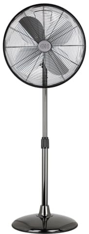 Good Housekeeping 92654-GM All-Metal 16 Retro Living Dining Conference Room Pedestal Stand Fan with Wide Oscillation, 3-Speed Settings & Weighted Base, Midnight Chrome