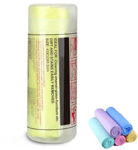 Pack of 2 Chamois Leather Car Cleaning Cloth, Natural Deerskin Cleaning Cloth, Super Absorbent Soft Car Cleaning Cloths, for Car Care, Window, Mirror, Pet Hair (2 Pieces (66 x 43 cm)