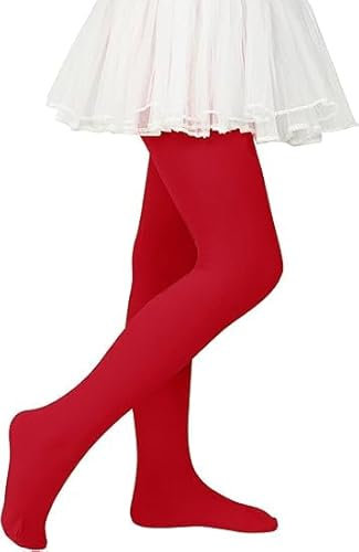 Zando Ballettstrumpfhose Kinder Mädchen Elastisch Strumpfhose Baby Tanzstrumpfhose Anti-Rutsch Atmungsaktiv Socken Kinder Christmas Socks Großes Halloween Socken Rot 3-6 Jahre (Tag Size M)