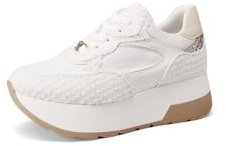 QUEEN HELENA Sneakers Platform Scarpe da Ginnastica Alte Casual Leggere Donna X32-34 (Bianco, Sistema Taglie Calzature EU, Adulto, Donna, Numero, Media, 40)