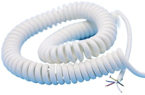 PXAMORTEL Flexibles Spiralkabel mit Feder, Teleskop-Spiralkabel 24AWG mit 6 Leitern 0,2 mm², weiß, ausziehbar 3 Meter, 9 Meter, 14 Meter, 15 Meter Federkabel (Stretch 7 Meter)
