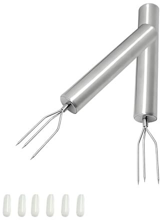 Lyivisk Pack of 2 pel potato fork, potato fork, made of stainless steel, portable barbecue tool, corn fork, corn on the cob holder for vegetables and barbecues, reusable