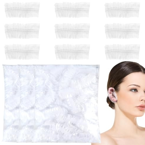 300 Pezzi Monouso Doccia Cuffie Orecchio Impermeabili, Trasparente Paraorecchie per Doccia, Protettive Copertura Dell'Orecchio con Elastici, per Capelli Doccia Bagno Balneazione Spa