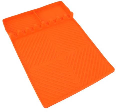 Hamwesh Grill Mat for Outdoor Grills Heat Resistant Silicone Mat with Anti Slip Oilproof Reusable Design for BBQ Charcoal Flat Top Gas and Smokers (Orange)