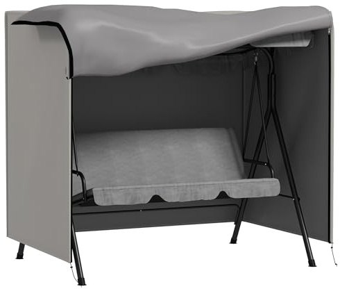 Outsunny Funda Balancín Jardín Funda Columpio Jardín Exterior Cubierta de Columpio de Tela Oxford 600D con 2 Cremalleras Impermeable 177x114x152 cm Gris