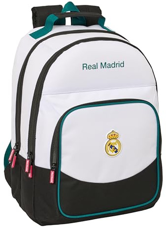REAL MADRID EQUIPACIÓN 26/27 - Mochila Safta Escolar, Mochila, Ideal para Niños de Diferentes Edades, Cómoda y Versátil, Calidad y Resistencia, 32x16x42 cm