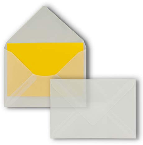 100 Briefumschläge - Transparent - DIN C6-114 x 162 mm - Kuverts mit Nassklebung ohne Fenster - für Grußkarten, Einladungen und Gutscheine