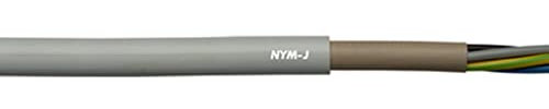 10 Meter Lapp 16000003 NYM-J Stromkabel 3G1,5 mm² I Normleitung mit grün-gelbem Schutzleiter für Innenausbauten I Kabel 3x1,5 für Elektroinstallation I Feuchtraumkabel grau
