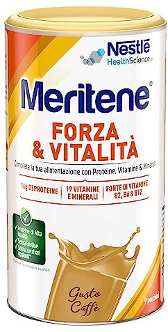 Meritene Forza & Vitalità gusto Caffè, integratore alimentare in Polvere | 270g | con Vitamine, Minerali e Proteine | Rafforza il tuo Sistema Immunitario e la Salute delle Ossa