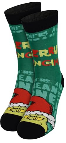 United Labels The Grinch Calzini Uomo - Merry Grinchmas Pantofole Calze Uomo Verde, Verde, 43-46