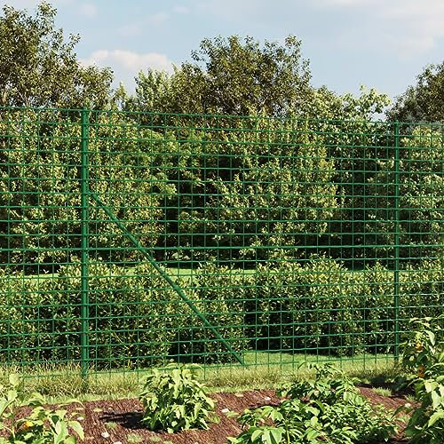 Homgoday Cerca de Alambre de Acero galvanizado Verde 1,8x25 m, Valla de Malla, Tensión Cerca Alambrada, Malla Metálica para Plantas y Animales, múltiples usos Tipo 3