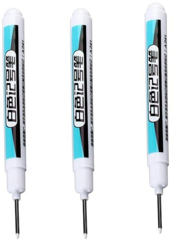 kkiuop Marqueur permanent pour métal à longue tête huileuse, étanche, blanc, marqueur permanent pour bois, métal, plastique, trou profond, cuir